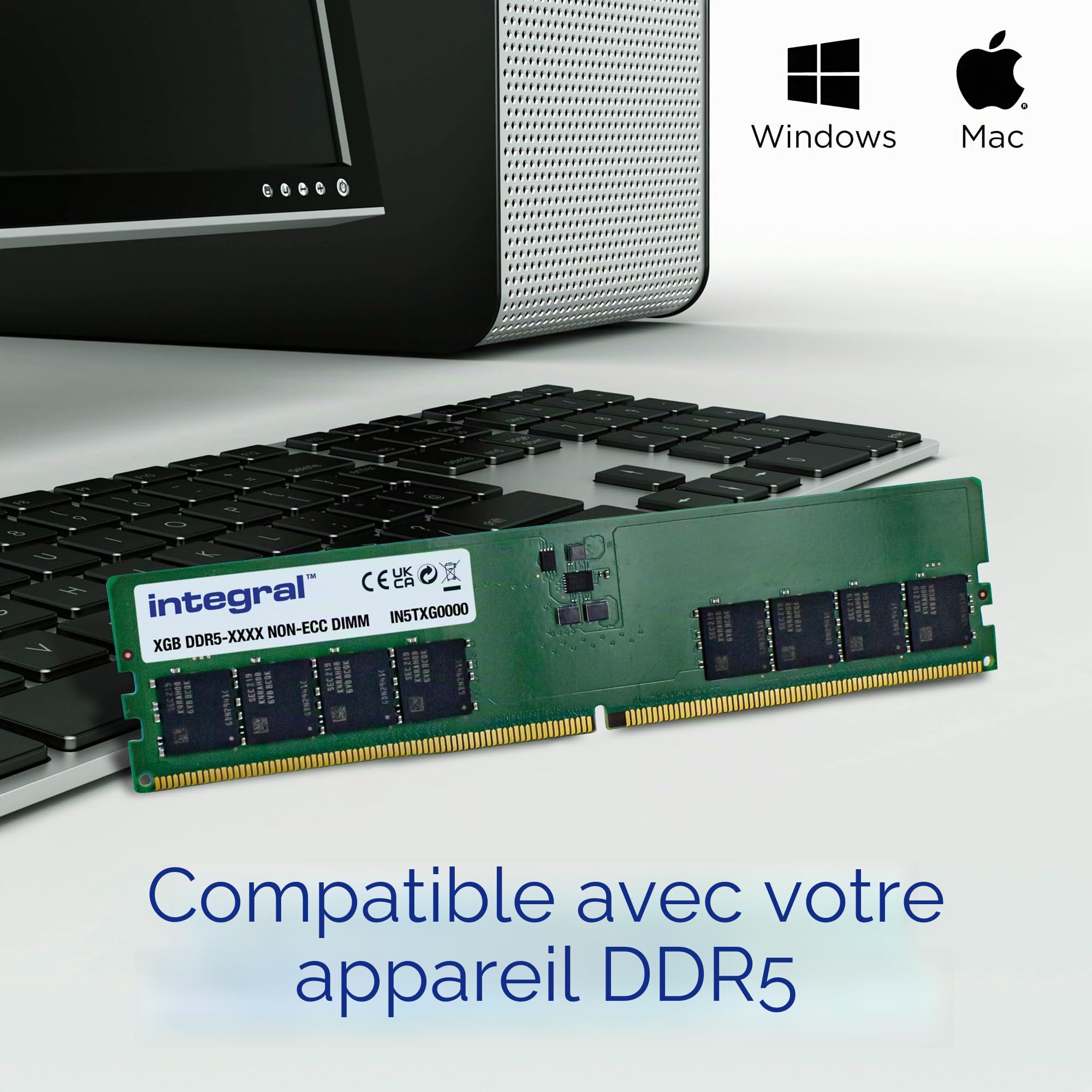Integral 16GB Kit (2x8GB) DDR5 RAM 4800MHz DIMM Module de mémoire PC de Bureau