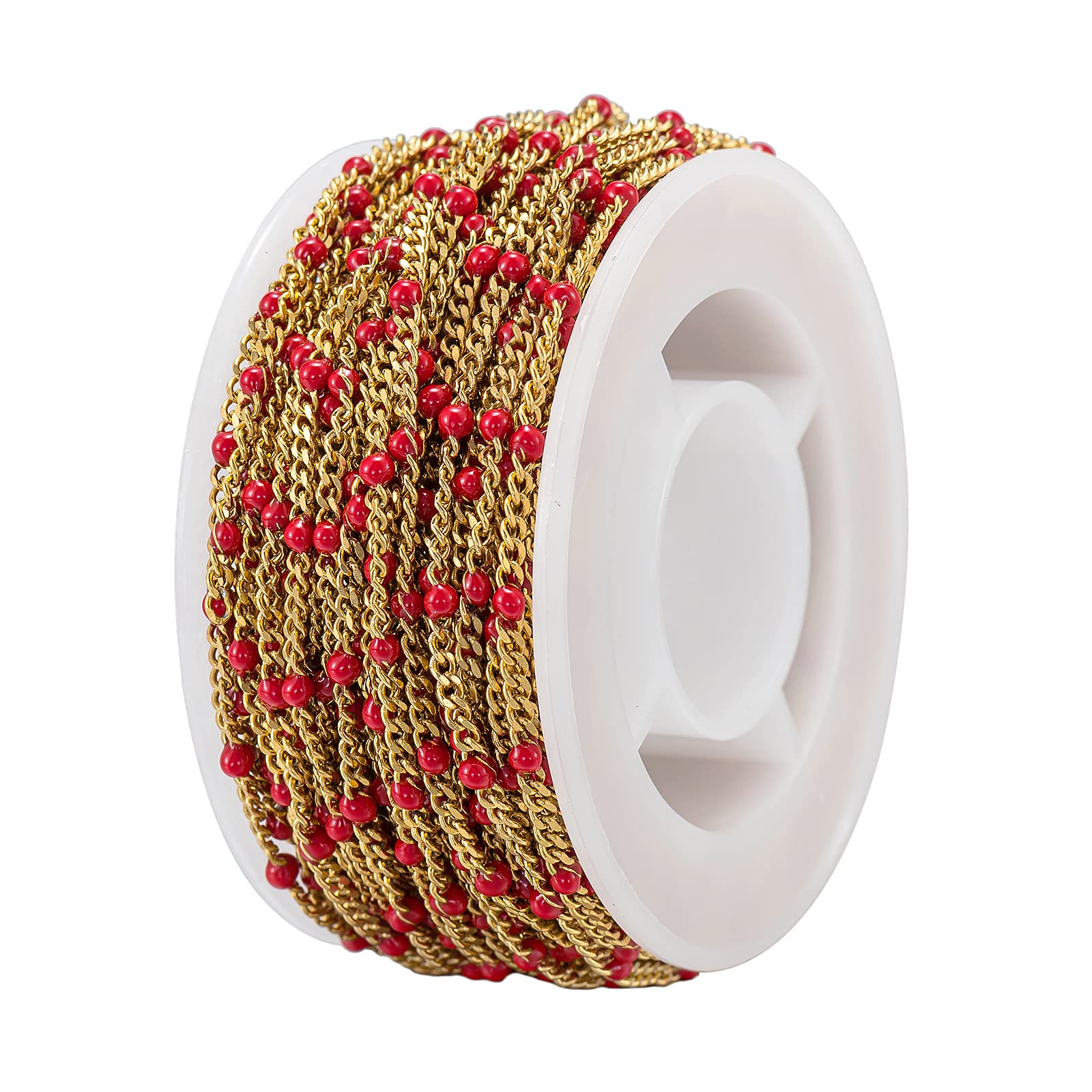 SUYAN 1.8mm Width Stainless Steel Cable Pearl Beads Chains Necklace Jewelry Making Chain Roll Chains for Craft DIY Necklaces Bracelets Jewelry Making Accessories 32.8 Feet