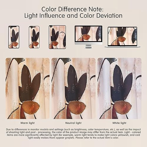 Miniatura 9 de SUBRTEX Cortinas opacas de 52 pulgadas de ancho x 84 pulgadas de largo, cortinas florales para oscurecer la habitación, cortinas de ventana con