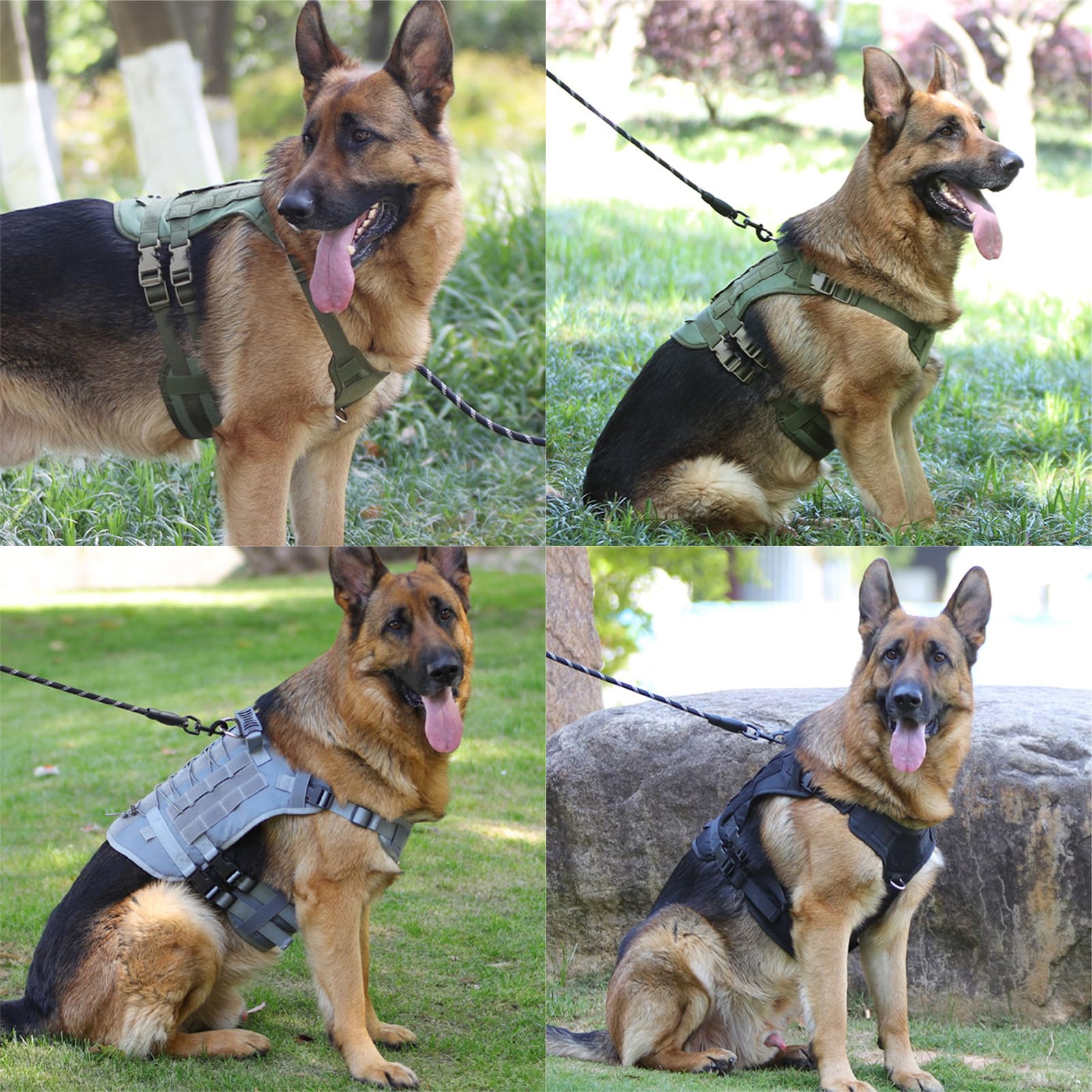 Robusta pettorina per cani in tessuto Oxford di grandi dimensioni con strisce riflettenti per migliorare la visibilità notturna e una facile regolazione gilet riflettente per cani