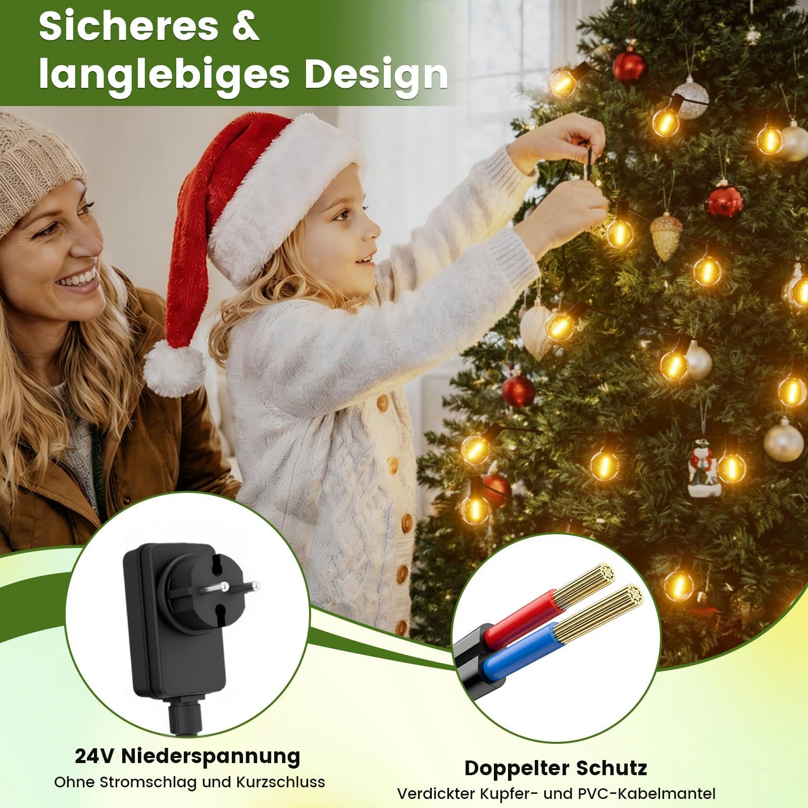 Yuusei Lichterkette Außen Strom, 20M Lichterkette Outdoor mit Fernbedienung | mit IP45 Wasserdicht, 24+1 G40 Dimmbar LED-Glühbirnen für Garten Pavillon Balkon Camping Party Hochzeit
