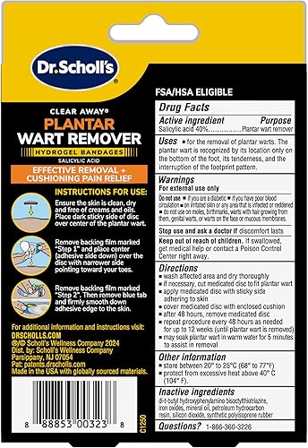Miniatura 10 de Dr. Scholl's Removedor de verrugas Plantar HYDROGEL Vendaje 12 Discos 10 Cojines, Amortiguación Inmediata Alivio del Dolor, Ultra Delgado, Máxima