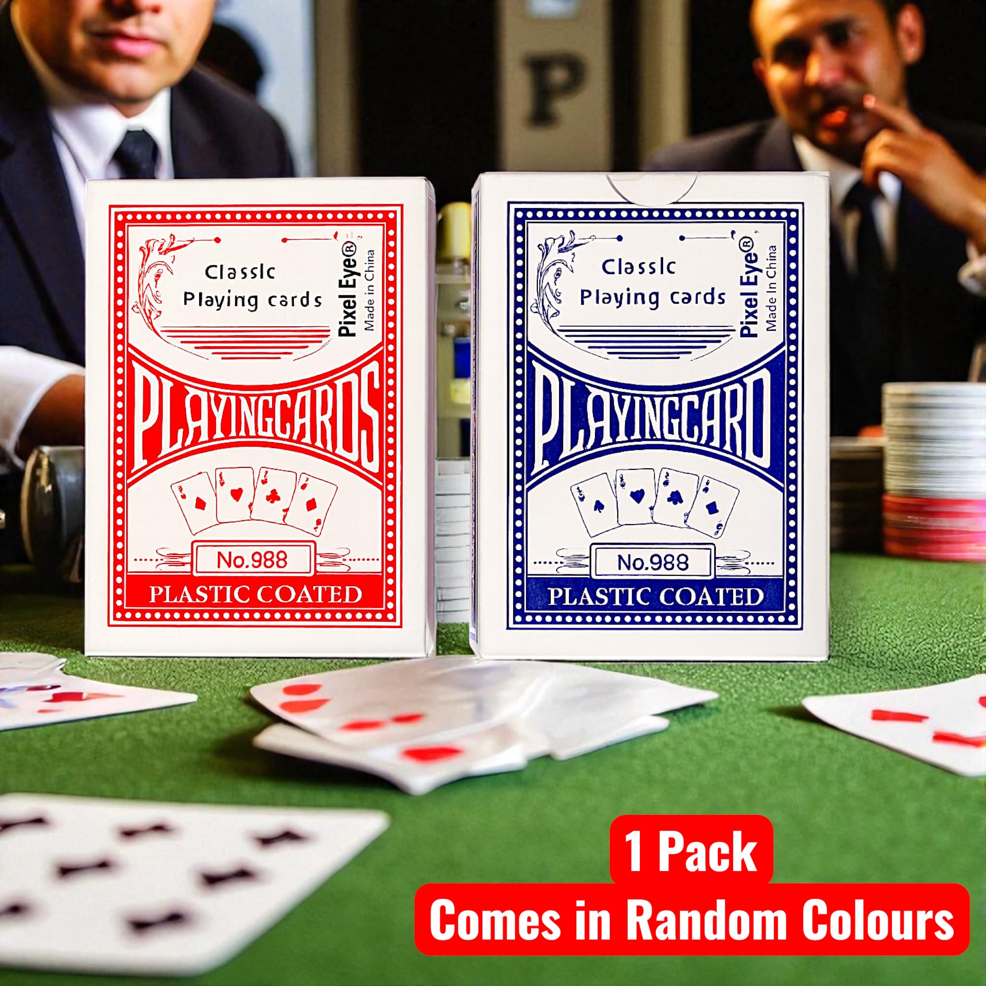 Pixel Eye Playing Cards Premium Plastic Coated One Pack Random Red