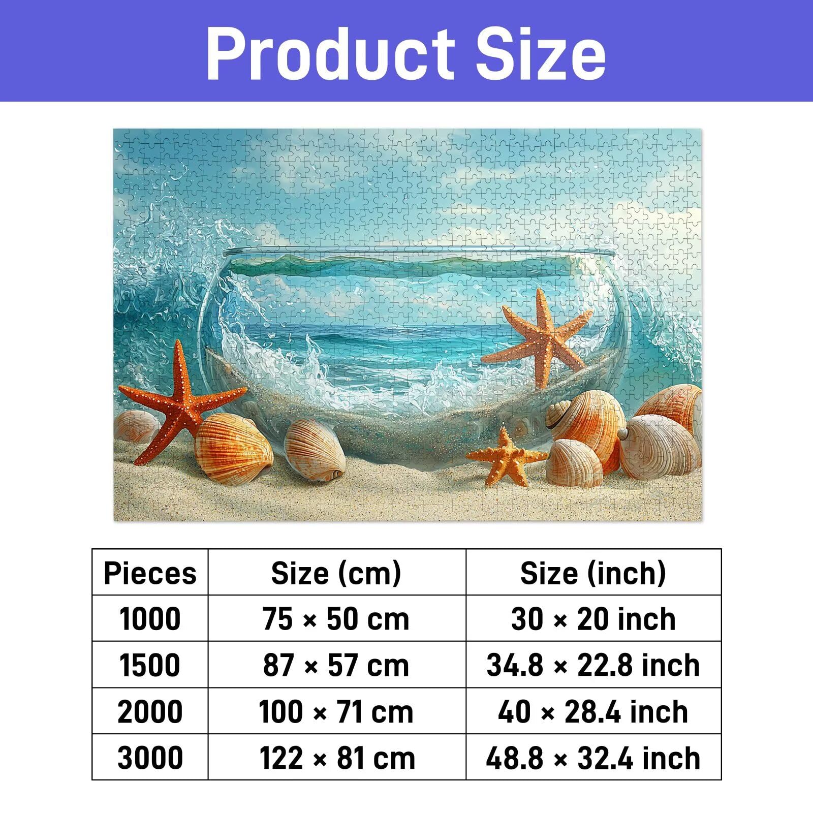 Puzzle 2000 Pezzi, Puzzle 2000 Pezzi per Adulti, Gioco Educativo Fai Da Te con Scatola Regalo per Adulti, Legno Spesso e Resistente, Impegnativi Rompecapo, Regalo Donne Uomo, Tema: Stella Marina, T-89