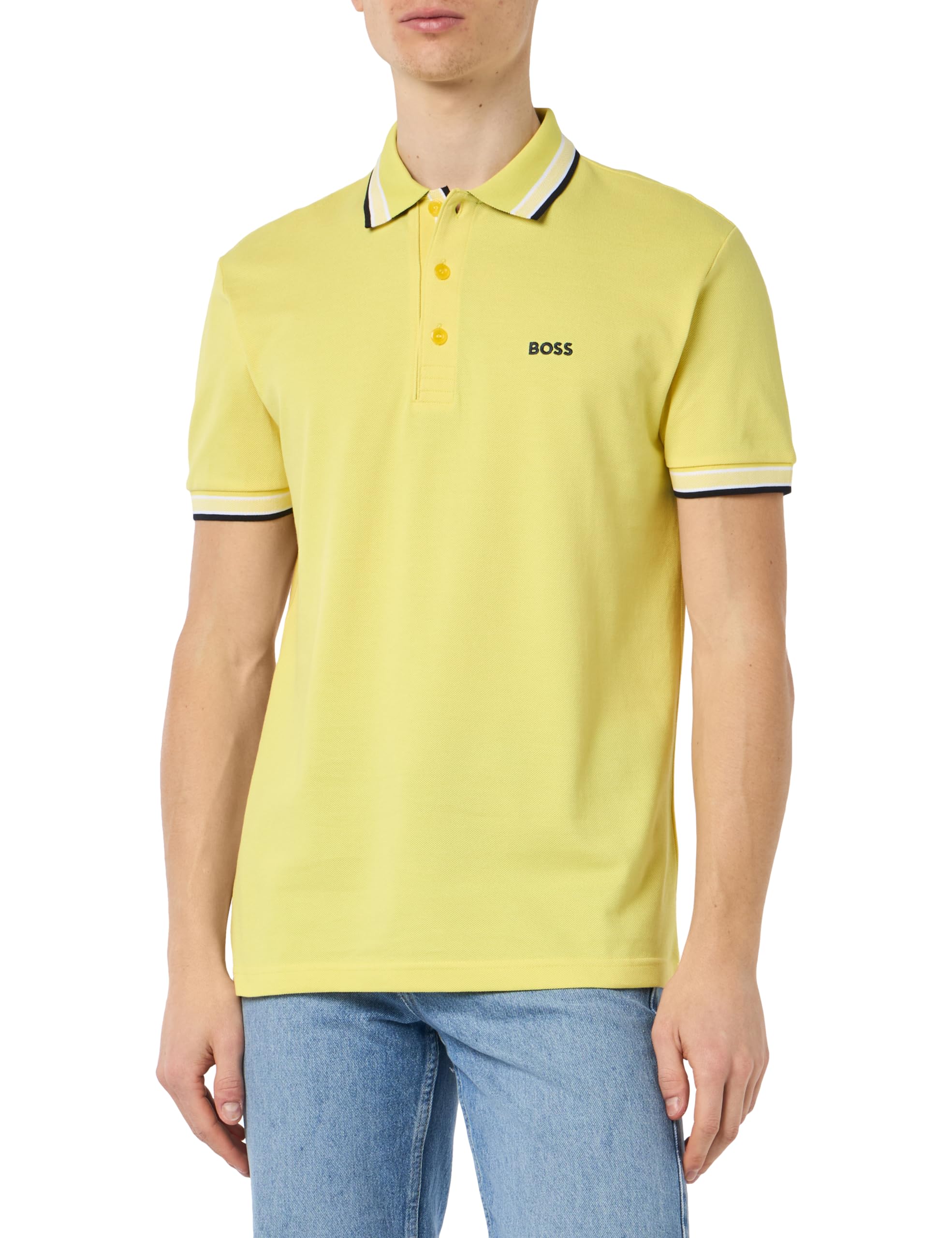 BOSS Mens Paddy Contrast-Logo Paddy Polo Shirt in Cotton piqué
