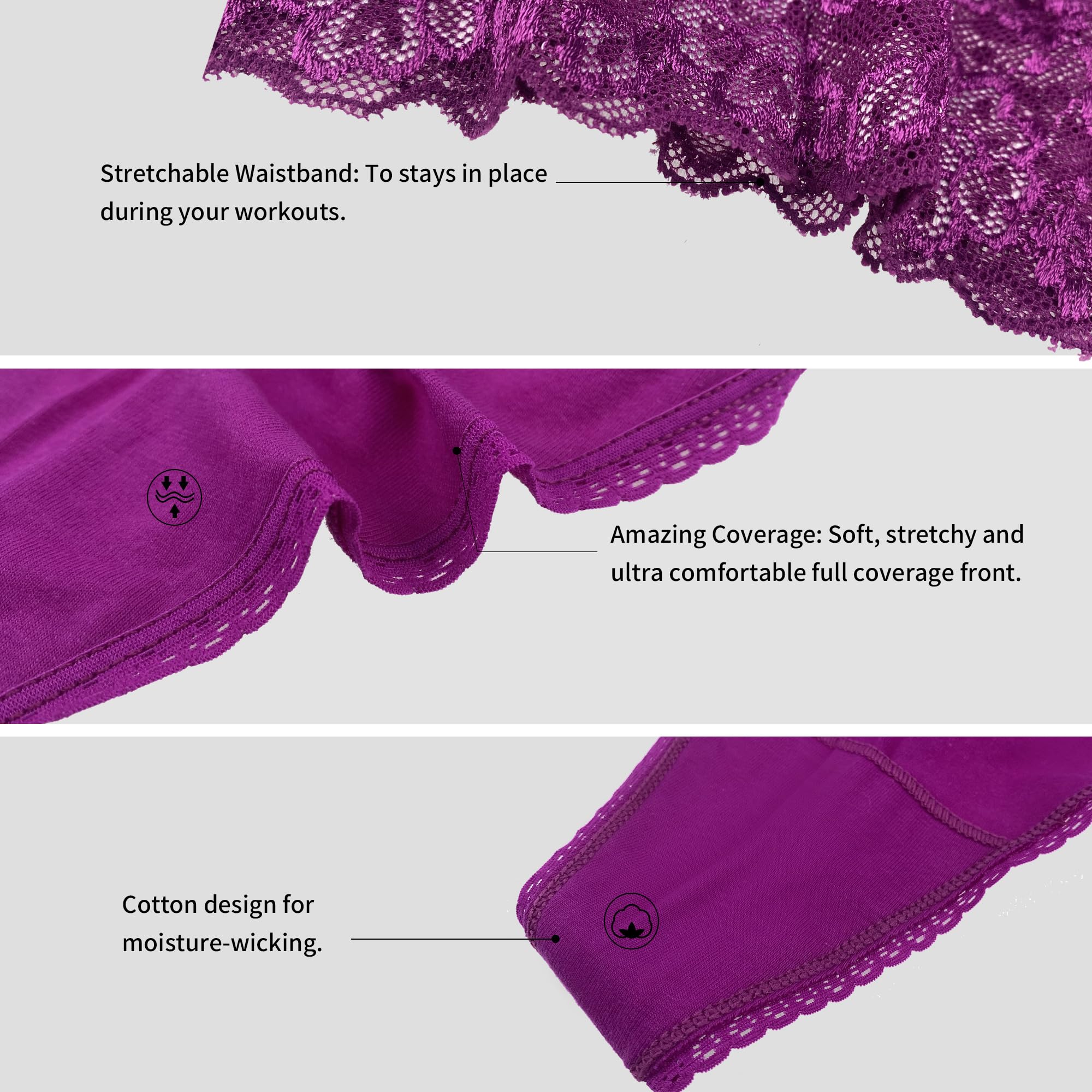 Tanga de cintura alta con control de abdomen, encaje, de algodón, tallas S-4XL, XXL