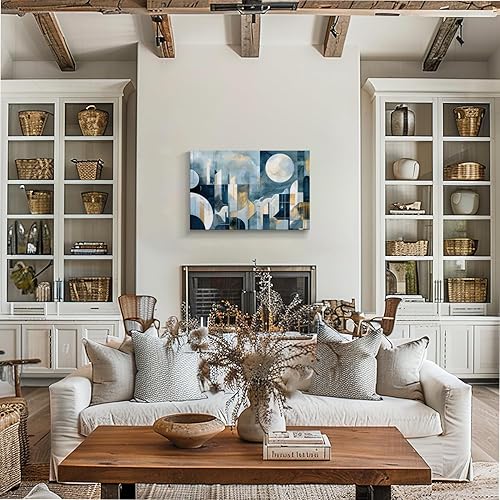 Miniatura 629 de Lienzo artístico para pared, pinturas de arte abstracto, fantasía azul, grafiti colorido sobre fondo blanco; decoración artística moderna para sala