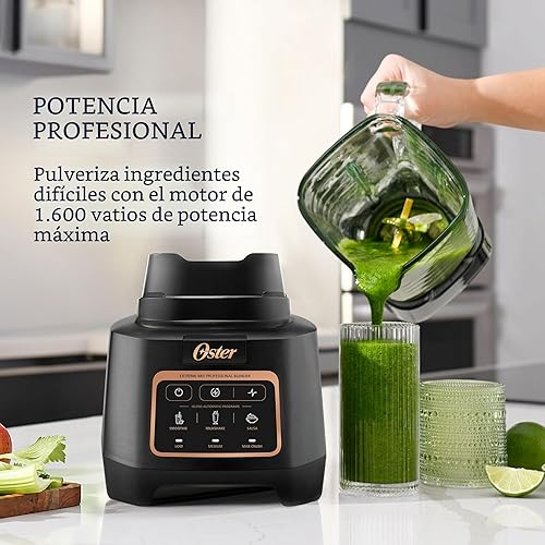 Miniatura 3 de Oster Extreme Mix Blender, tarro de vidrio de 64 onzas, 3 funciones preestablecidas iBlend, 1600 vatios, apilamiento de cuchillas de 10 puntos con