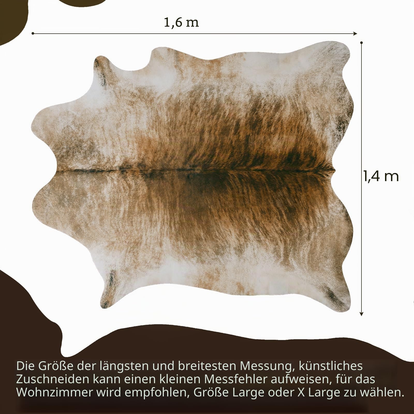 AROGAN Western-Kunstfell-Teppich aus Rindsleder, stabile Kuhfell-Teppiche für Schlafzimmer und Wohnzimmer