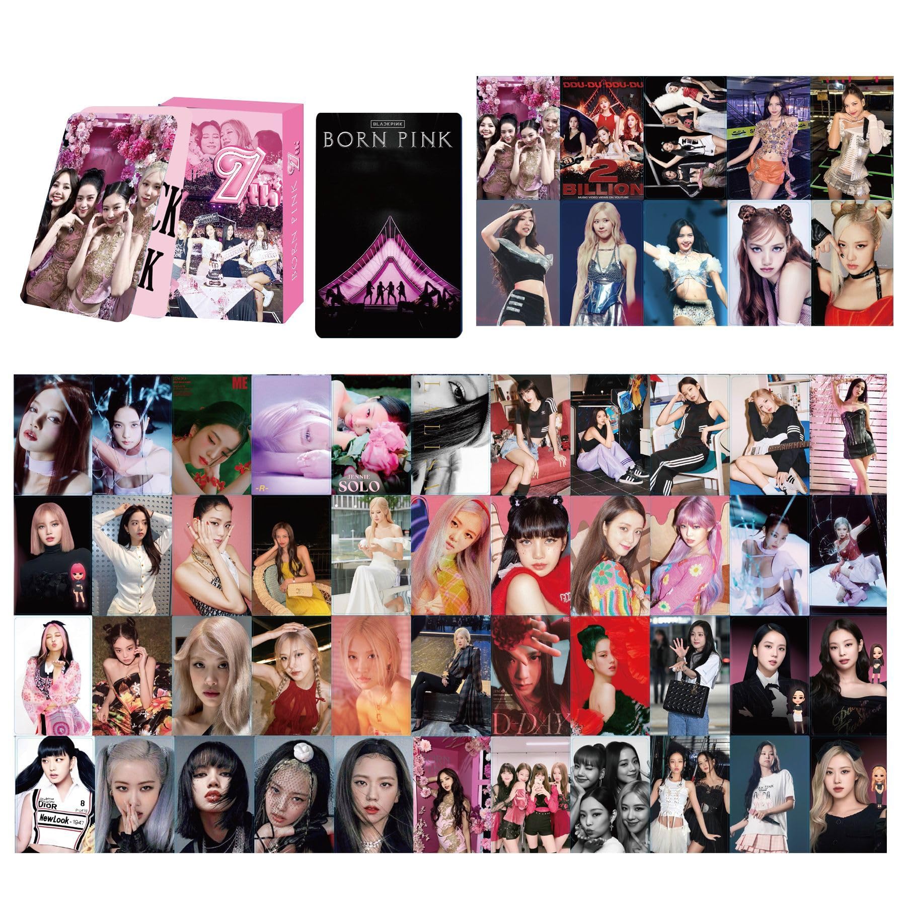 Byhsoep Black-Pink Photocards Photocards Pack of 220, Black-Pink
