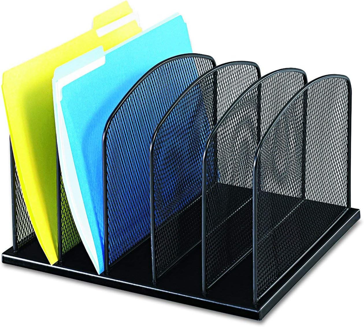 SafcoOnyx Mesh Desk Organizer with 5 Upright Sections - Black
