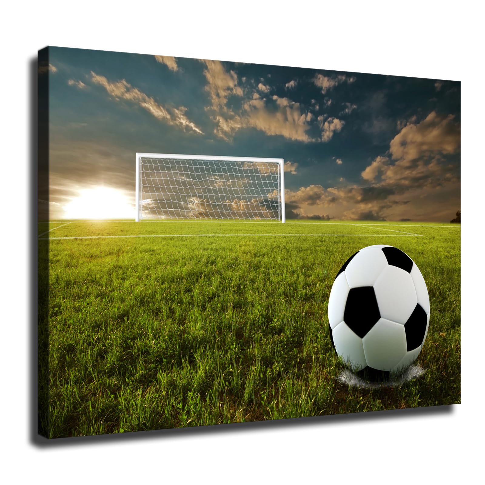 ObabO Close Up of Soccer Ball on Soccer Field Poster Picture HD Wall Art Canvas Print Aesthetic Artwork for Bedroom Living Room Decor (Unframed,8x10inch)