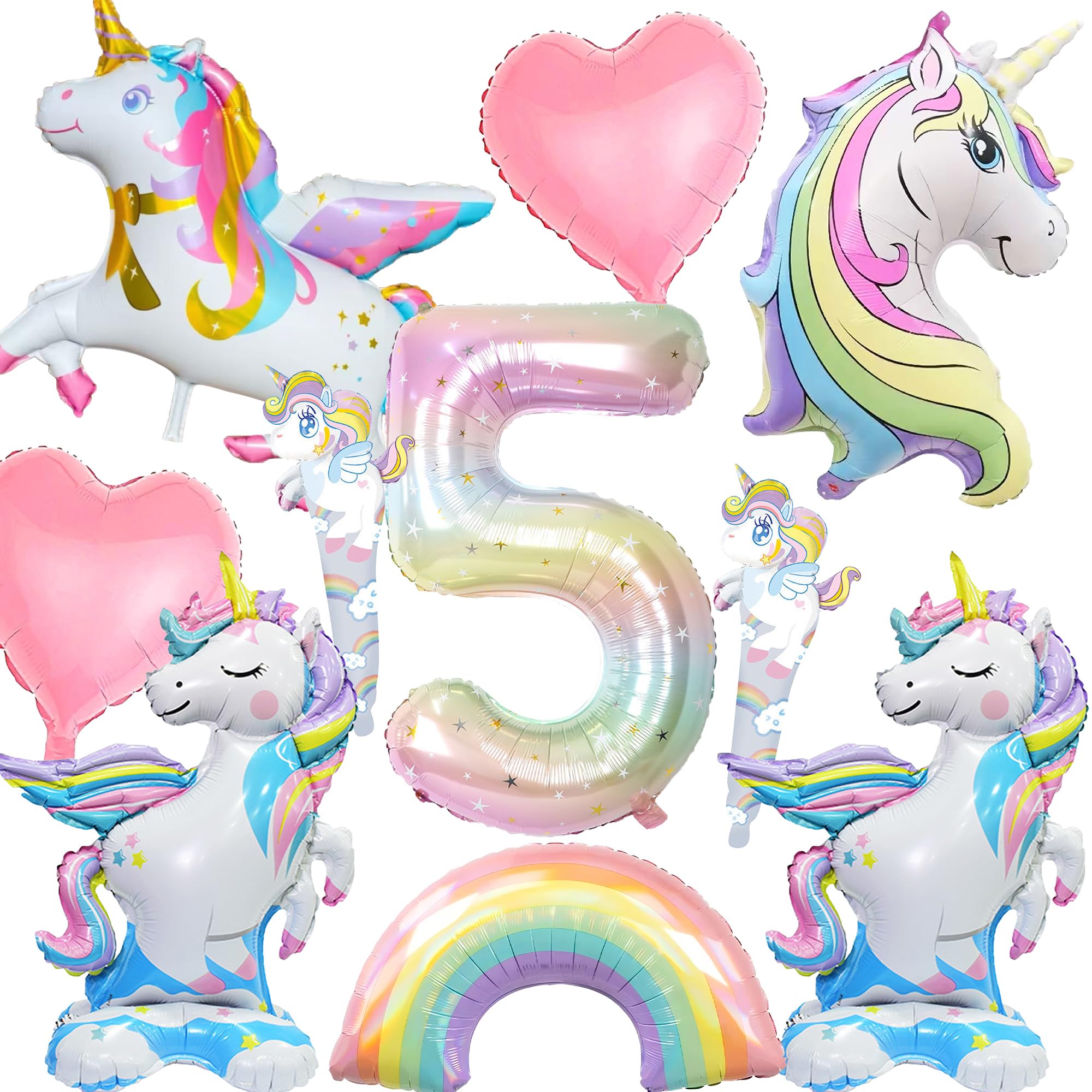 Unicorn 5th Birthday Balloons Decorations, Purple Pink