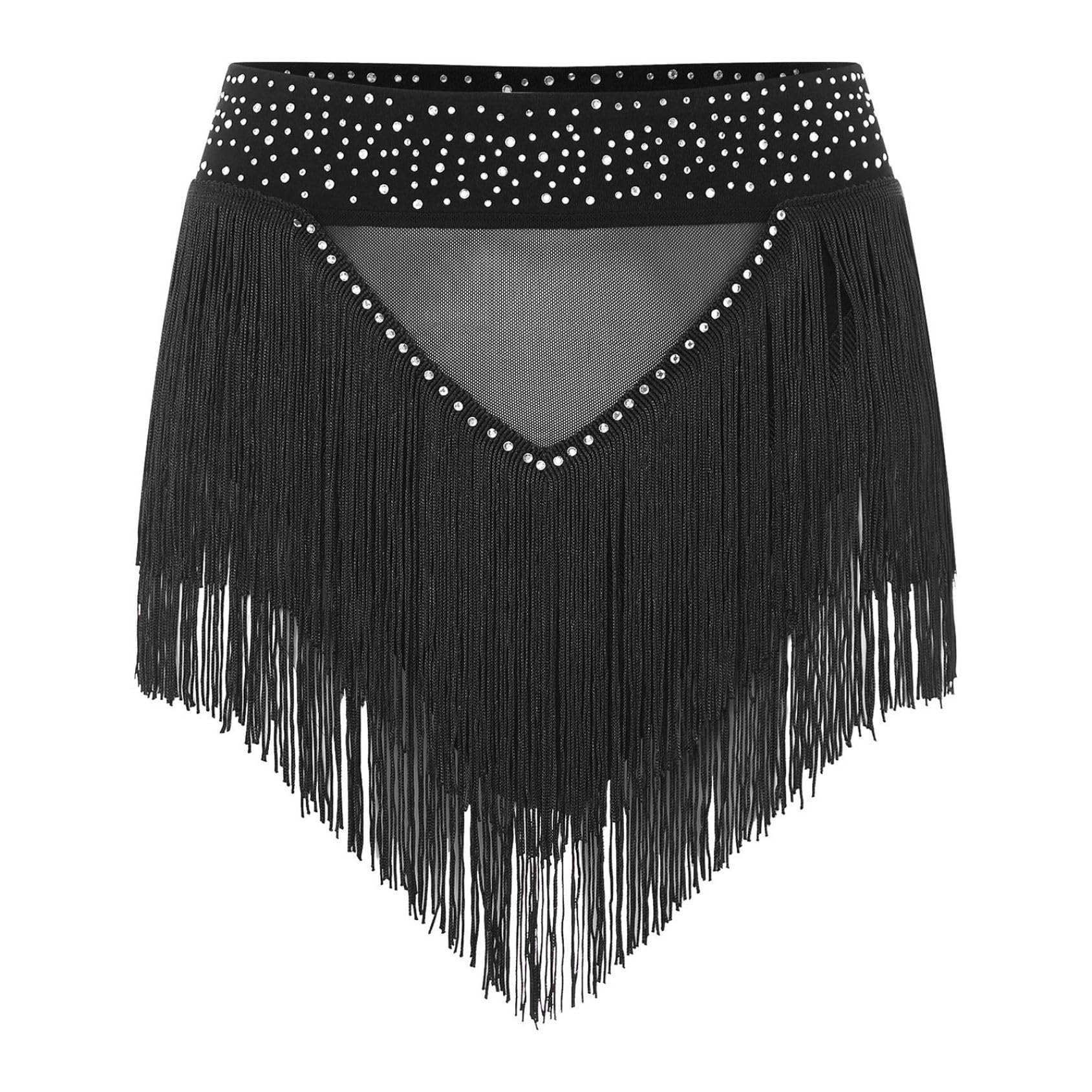Pantalones cortos brillantes para mujer, con borlas, tango latino, falda de danza, festival, flecos, danza del vientre, ropa de danza