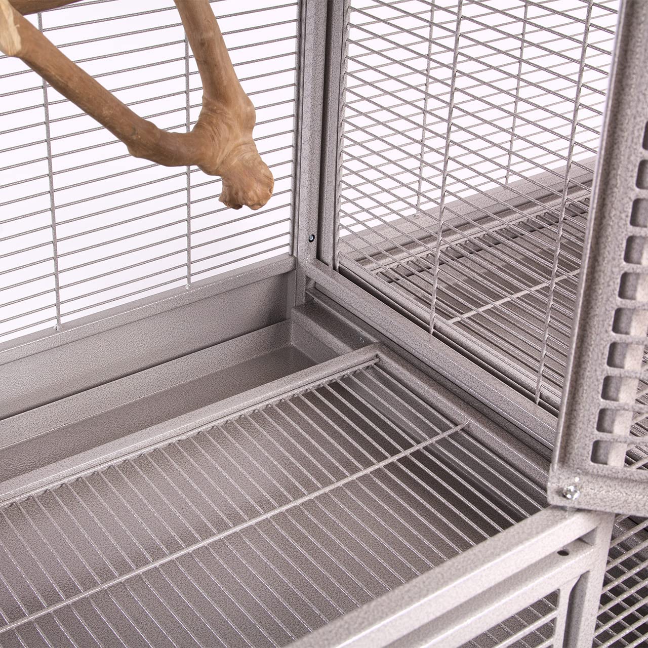 Premium Vogelkäfig New Madeira Double für Finken, Sittiche, 6 Lenkrollen, 4 Edelstahlnäpfe, AVILON Pulverbeschichtet, (Madeira Single + Anbaukit) | ca. 165 x 56 x 158cm