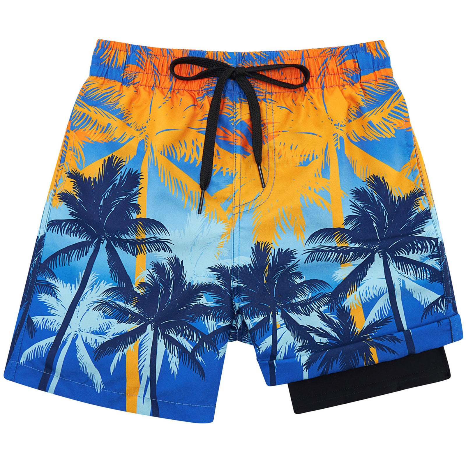 kids4ever Badehose Jungen Kinder Badeshorts mit Kompression Liner 2 in 1 Schnelltrocknend Strandhose Surf Shorts Kurze Schwimmhose 7-18 Jahre