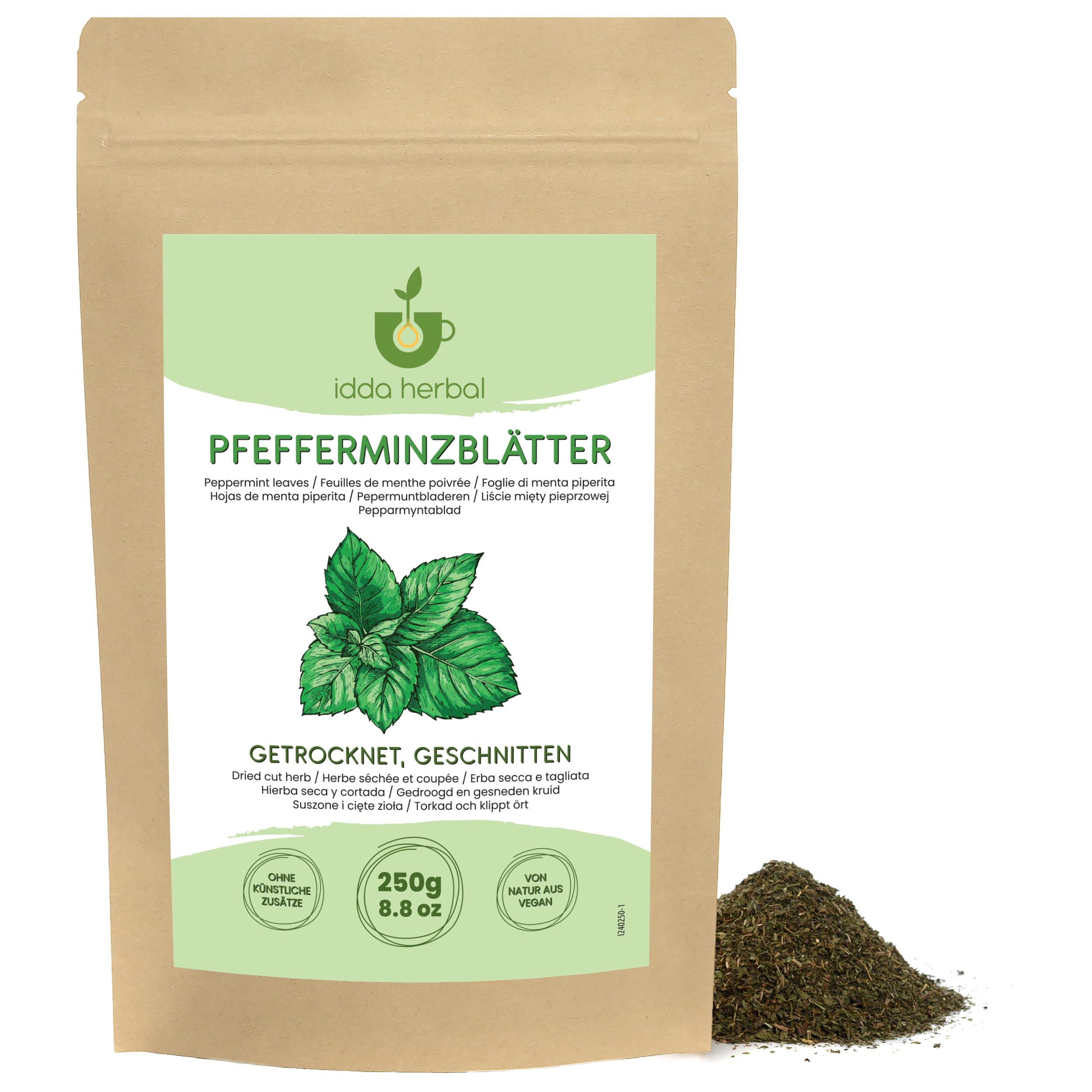 IDDA Herbal Herbata z Mięty Pieprzowej 250g, Suszone Liście Mięty Pieprzowej, Mentha Piperita