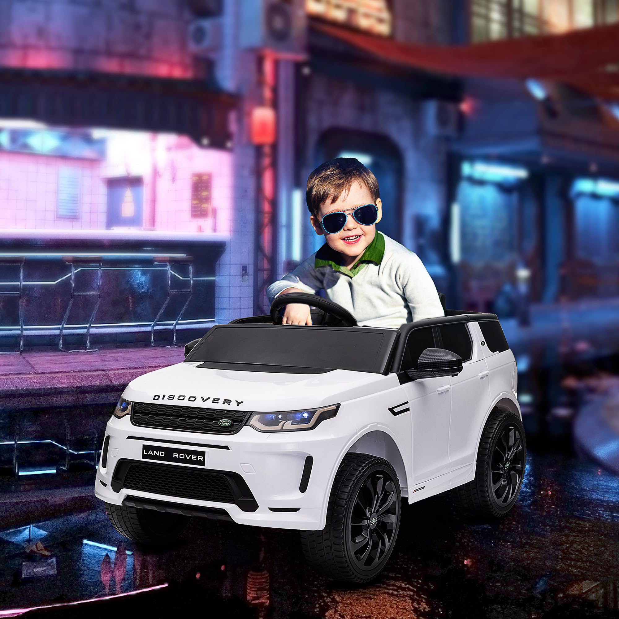 Qaba 12V Kids Ride on Car, Land Rover Discovery Sport Licensed Battery Powered Kids Electric Car with Remote Control, Soft Start, LED Lights, Music Horn, 3 Speeds, (Color Gray NOT White)