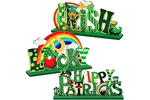 Hommtina 3-Piece St. Patrick's Day Shamrock Sign and Table Centerpiece Set
