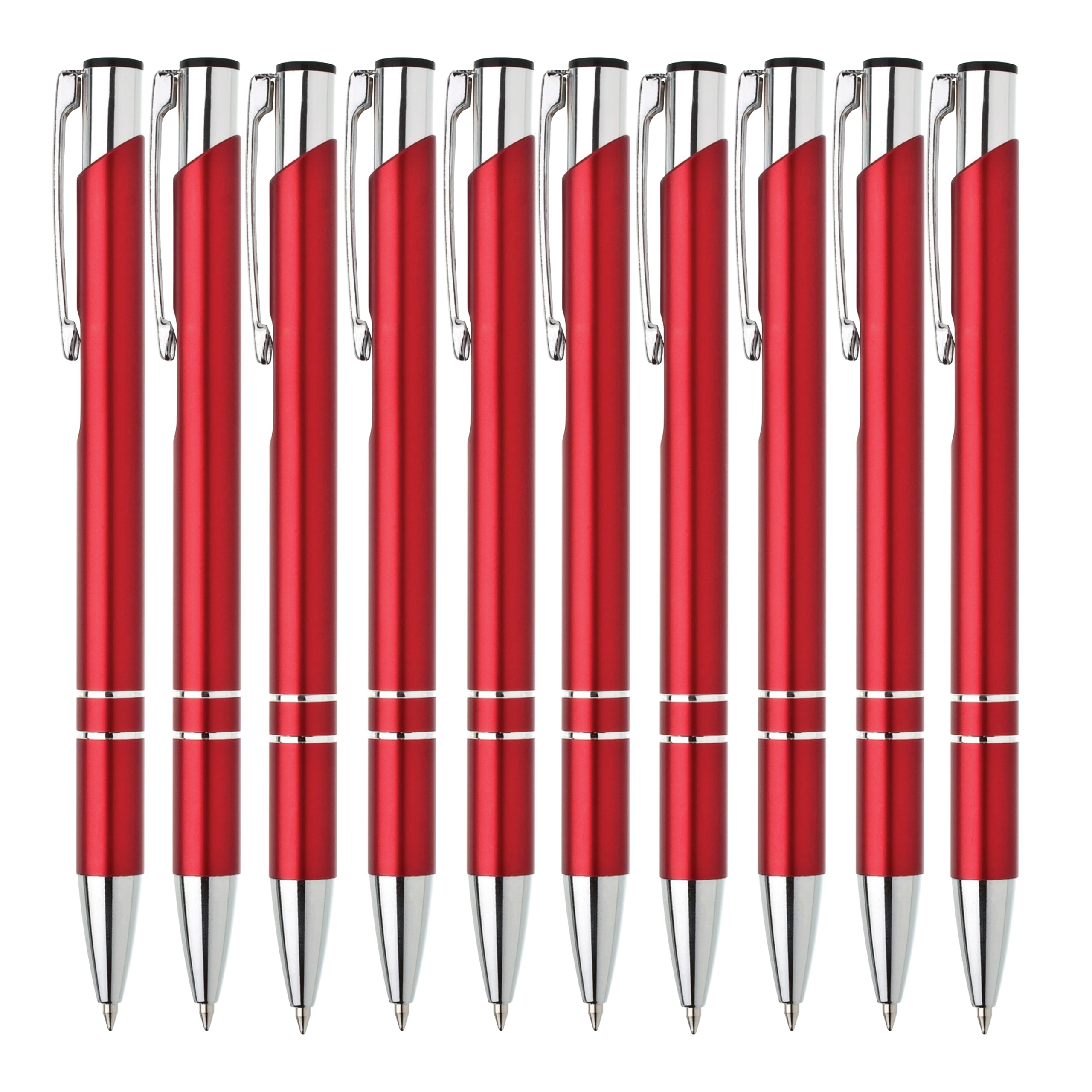Lemina Metal Ballpoint Pen Set of 10 High-Quality Blue Ink Premium Ballpoint Pens for Office School and Home (Red)