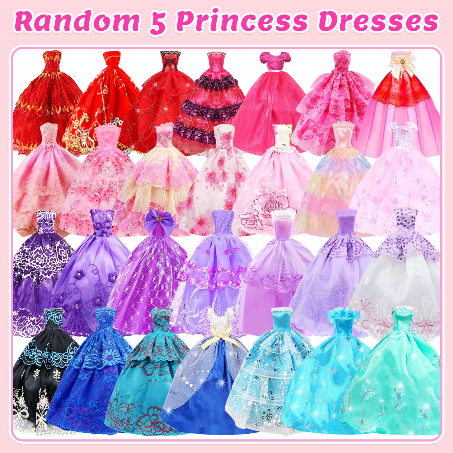 75 Teile Puppenkleidung Set Puppenzubehör für 11,5 Zoll (29 cm) Puppen mit Hochzeitskleider, Abendkleider, Badeanzüge, Schuhen, Oberteil, Rock
