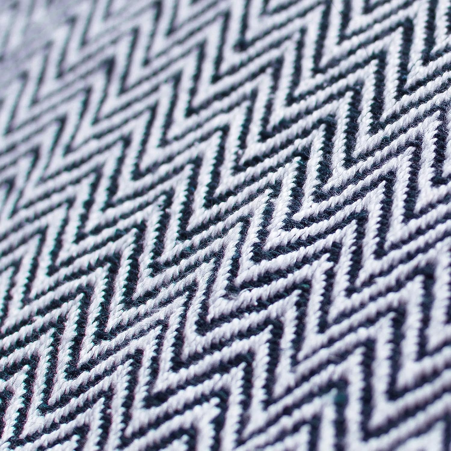 Americanflat 50x60 Throw Blanket - Soft and Breathable Cotton Throw Blanket for Couch, Bed, Chair - Decorative Blankets Perfect for Home or Outdoor Use - Navy Blue and White Herringbone Design - Image 4