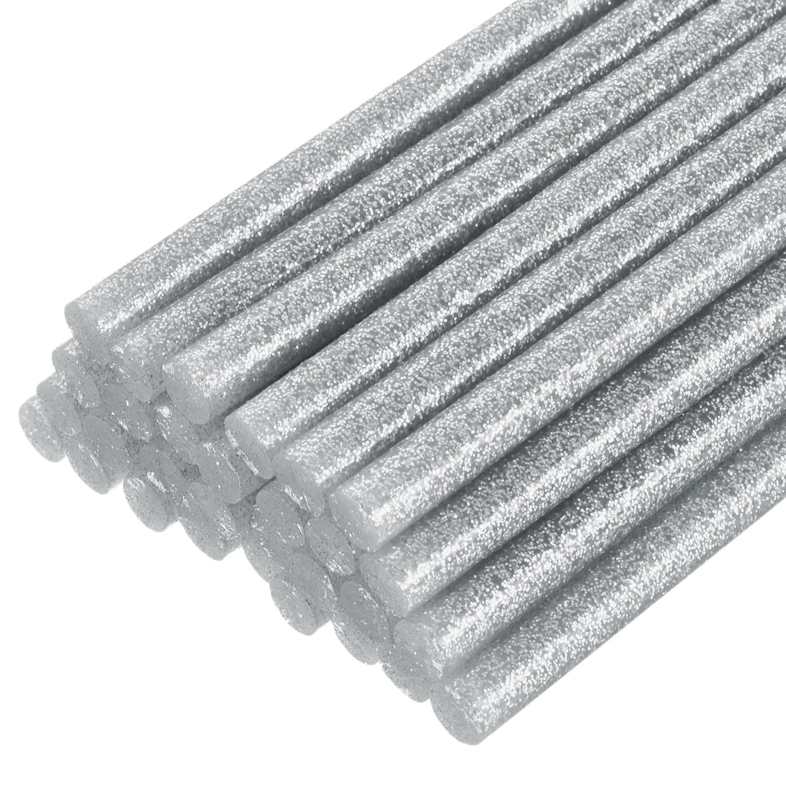 sourcing map 30pcs Full Size Hot Glue Gun Sticks 7mm x 200mm High Sticky Small Hot Glue Sticks for Glue Gun, Glitter Silver