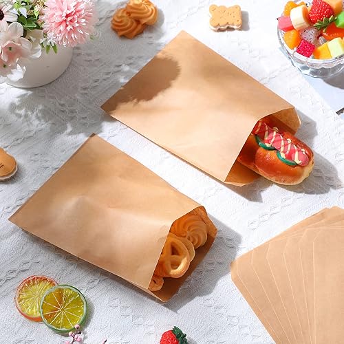 Miniatura 4 de Ireer 500 fundas de papel marrón para galletas de 6 x 8 pulgadas, bolsas de papel encerado, bolsas de papel kraft para galletas, bolsas de glassine