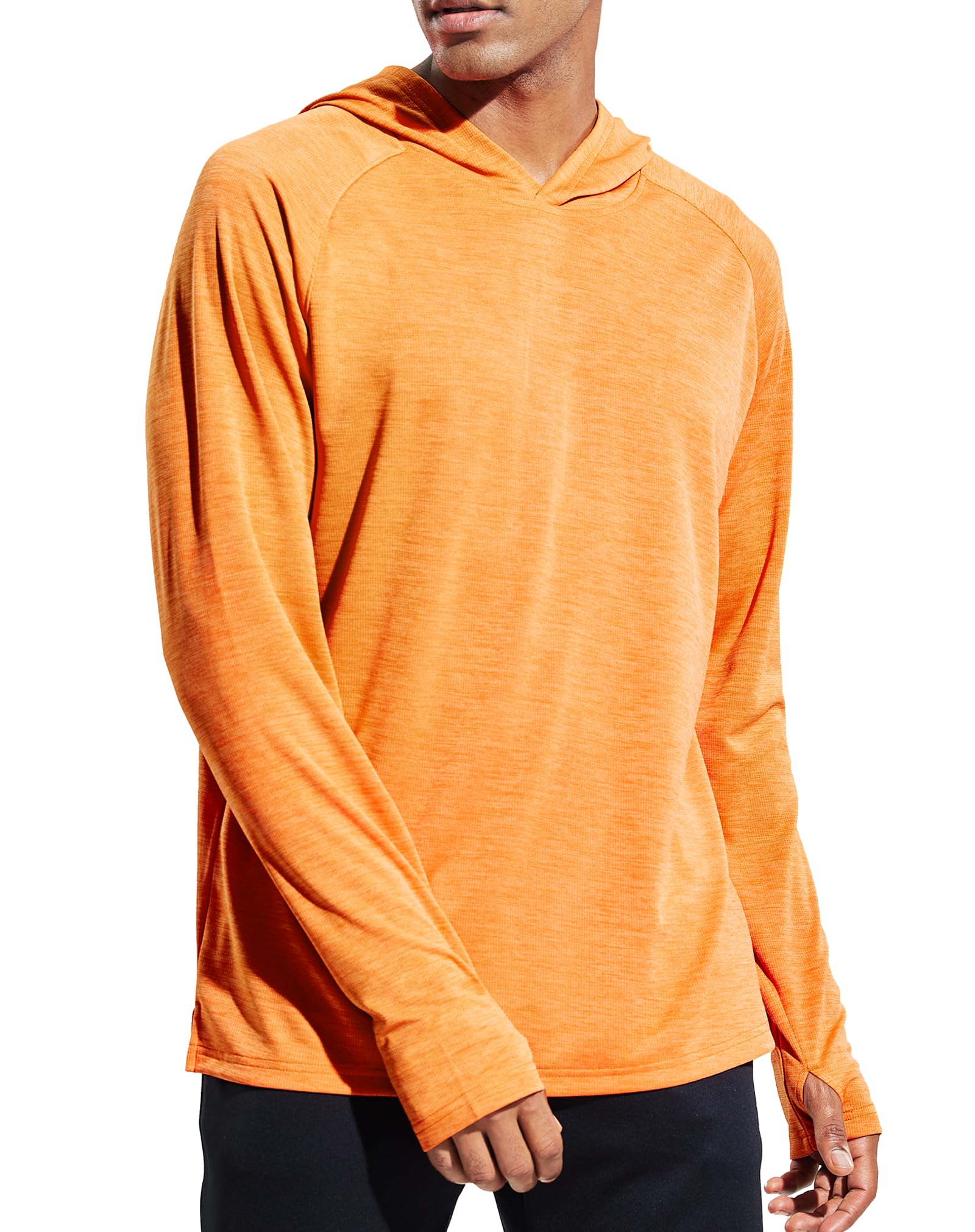 MIER Men's UPF 50+ Sun Protection Hoodie Long Sleeve SPF Fishing Hiking Running Thumbhole Shirts Hooded Quick Dry Lightweight