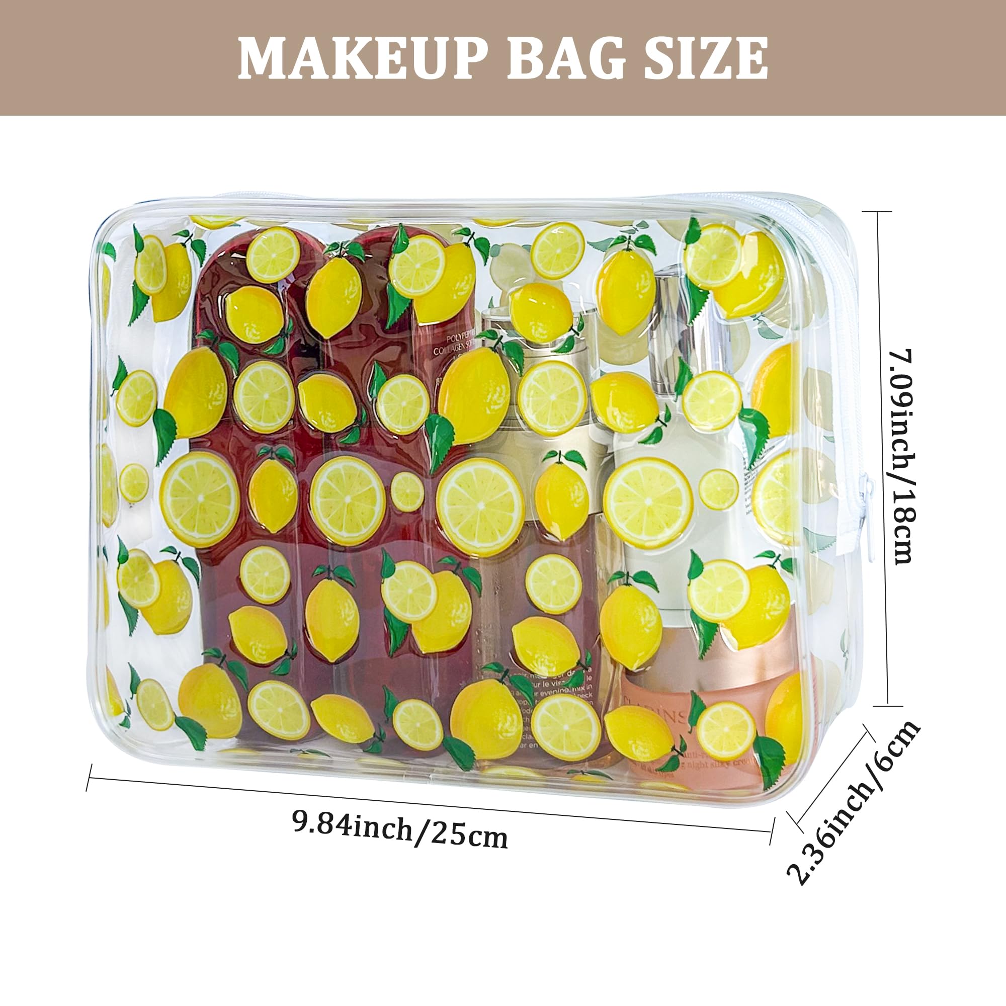 2 sacchetti PVC rosso ciliegia, borsa impermeabile per cosmetici e articoli da toilette, stampa al limone, 2 pezzi, custodia da viaggio
