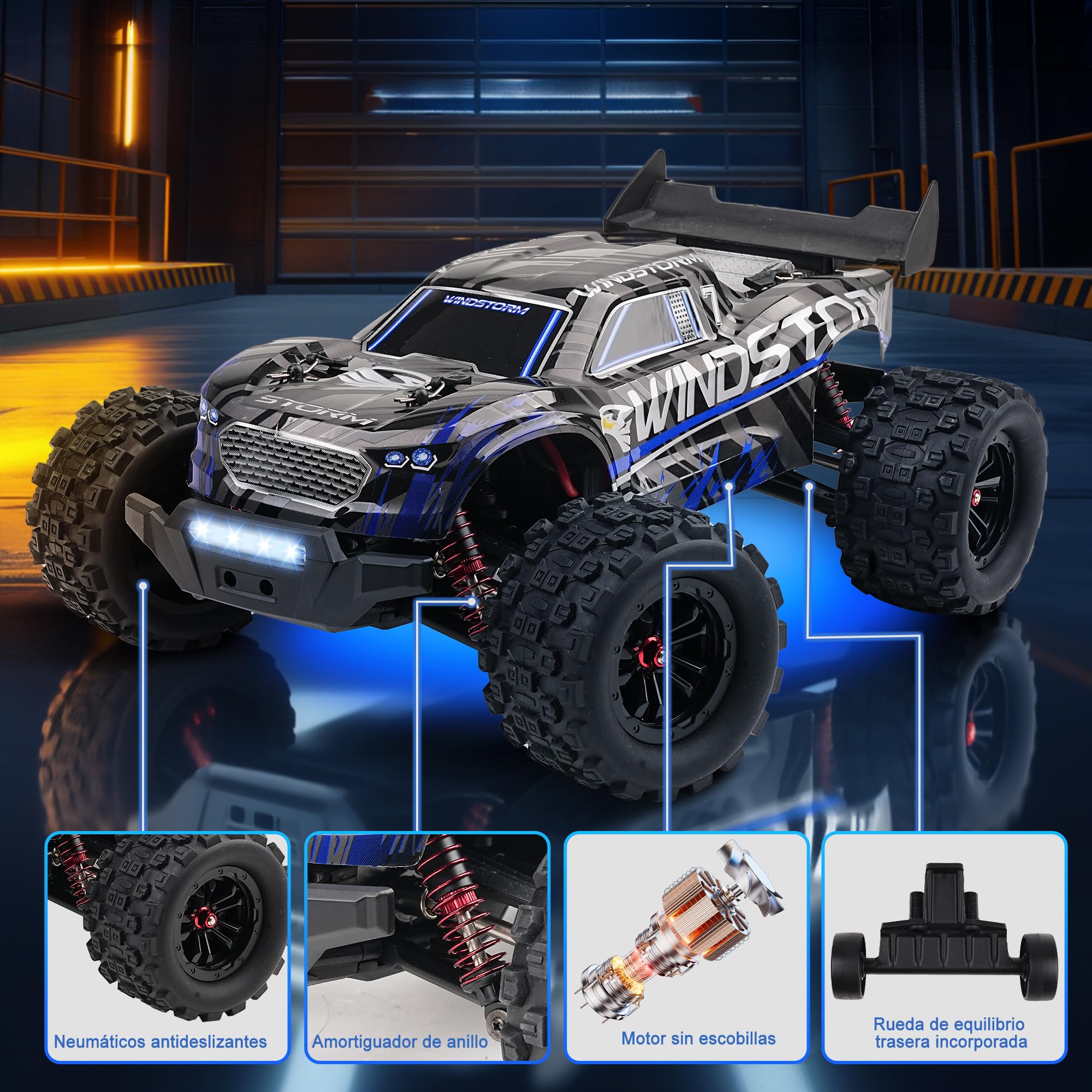 Macchina Telecomandata Brushless - 1:14 Max 50+ Km/H Auto Telecomandata 4x4 Alta Velocità 2.4 Ghz Camion Telecomandato Impermeabile 16 Modalità Di Illuminazione Veicolo Con 2 Batterie - Viola