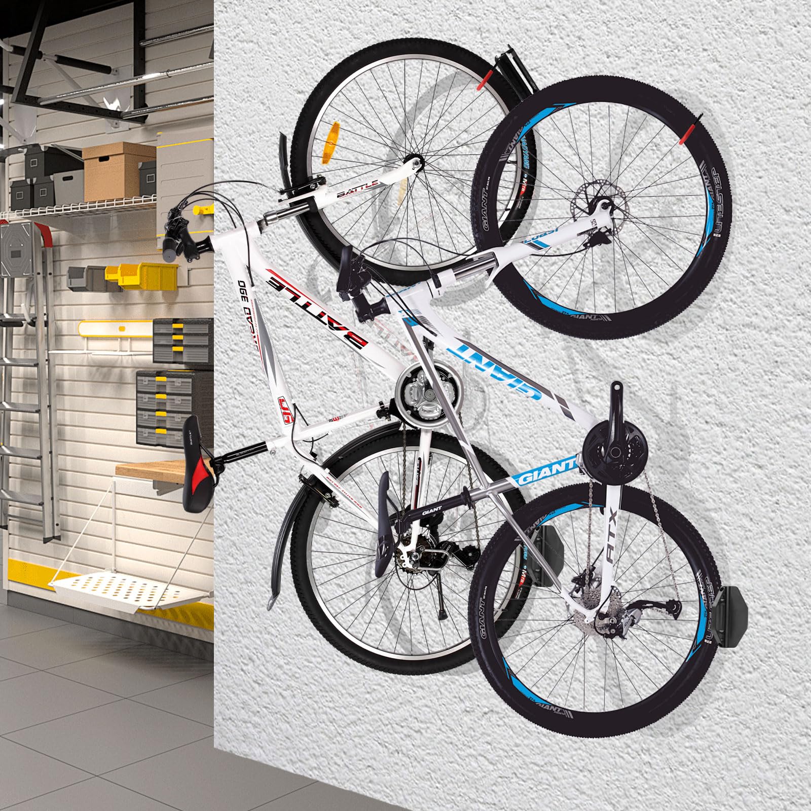 2Pcs Vertical Bike Stand, Bike Wall Mount, Heavy Duty Metal Bike Wall Rack, Wall Mounted Bike Rack for Road Mountain Bike - Image 2