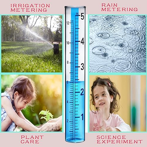Miniatura 7 de 4 tubos de repuesto de vidrio para medidor de lluvia, mejor calificados para patio, jardín, césped al aire libre, 5 pulgadas con cepillo de tubo y