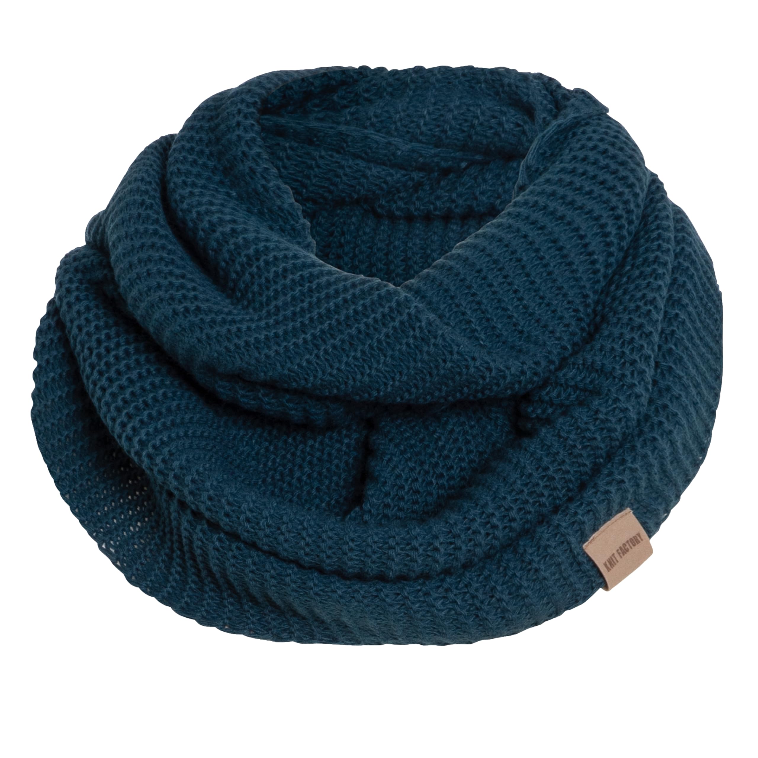 KNIT FACTORY - Jamie Loop Schal - Gestrickter Schlauchschal - Herbst & Winter Essentials - Zeitloses Mode-Accessoire - Für Damen und Herren - Strickschal mit Wolle - Hochwertige Qualität - Petrol