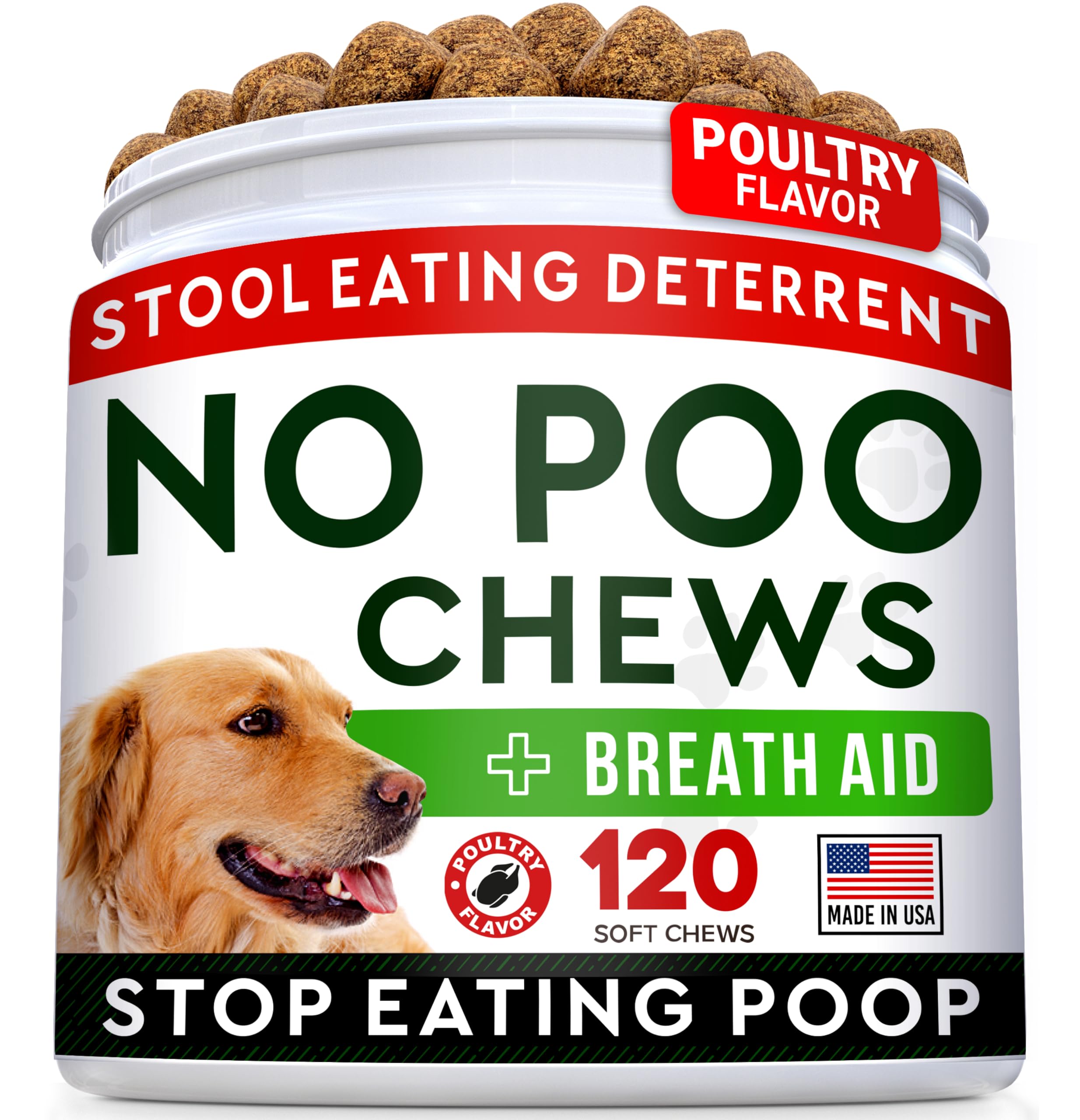 STRELLALAB No Poo Chews for Dogs - Coprophagia & Stool Eating Deterrent with Probiotics, Digestive Enzymes & Breath Aid Support - Stop Dog Poop Eating - Made in The USA