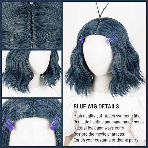 Vista 125 de Pelucas de sirena para niños y niñas, 21 pulgadas de largo, rizadas, color rojo oscuro, peluca de onda de sirena con clip de estrella de mar