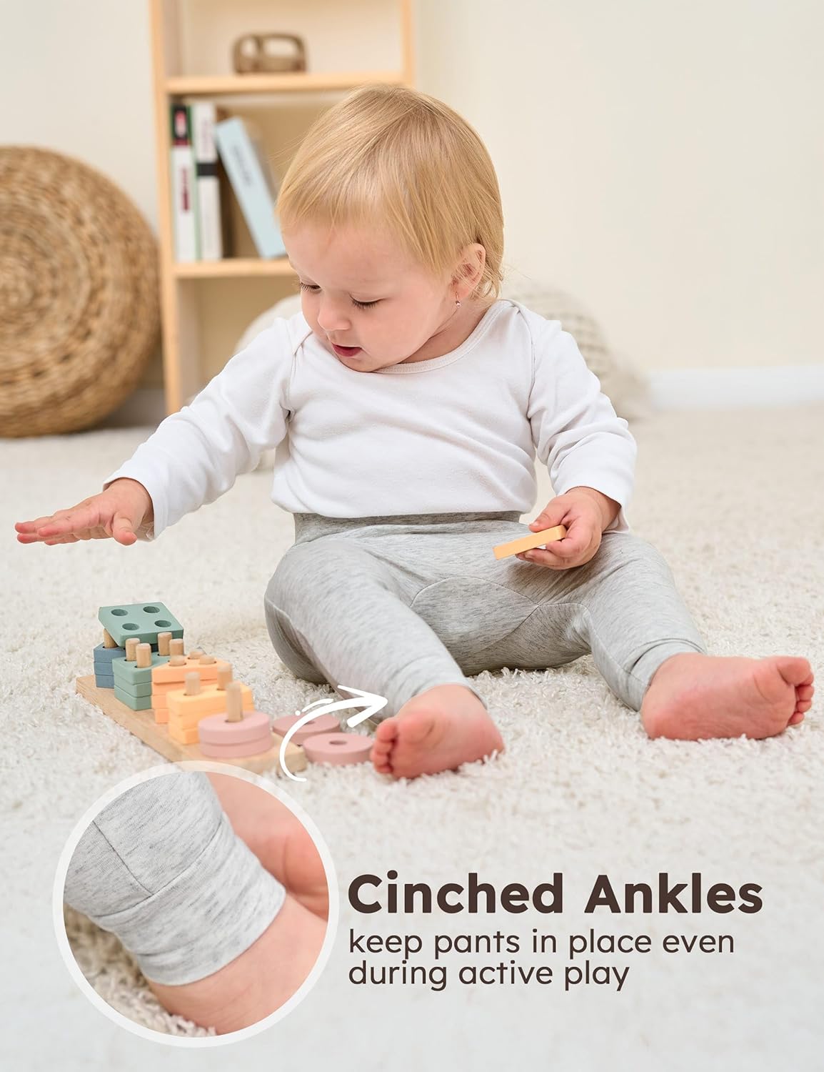 Yoofoss Baby Pants Organic Cotton Baby Boy Girl Sweatpants, 3 Pack Pull On Infant Toddler Jogger for 0-18 Months - Image 5