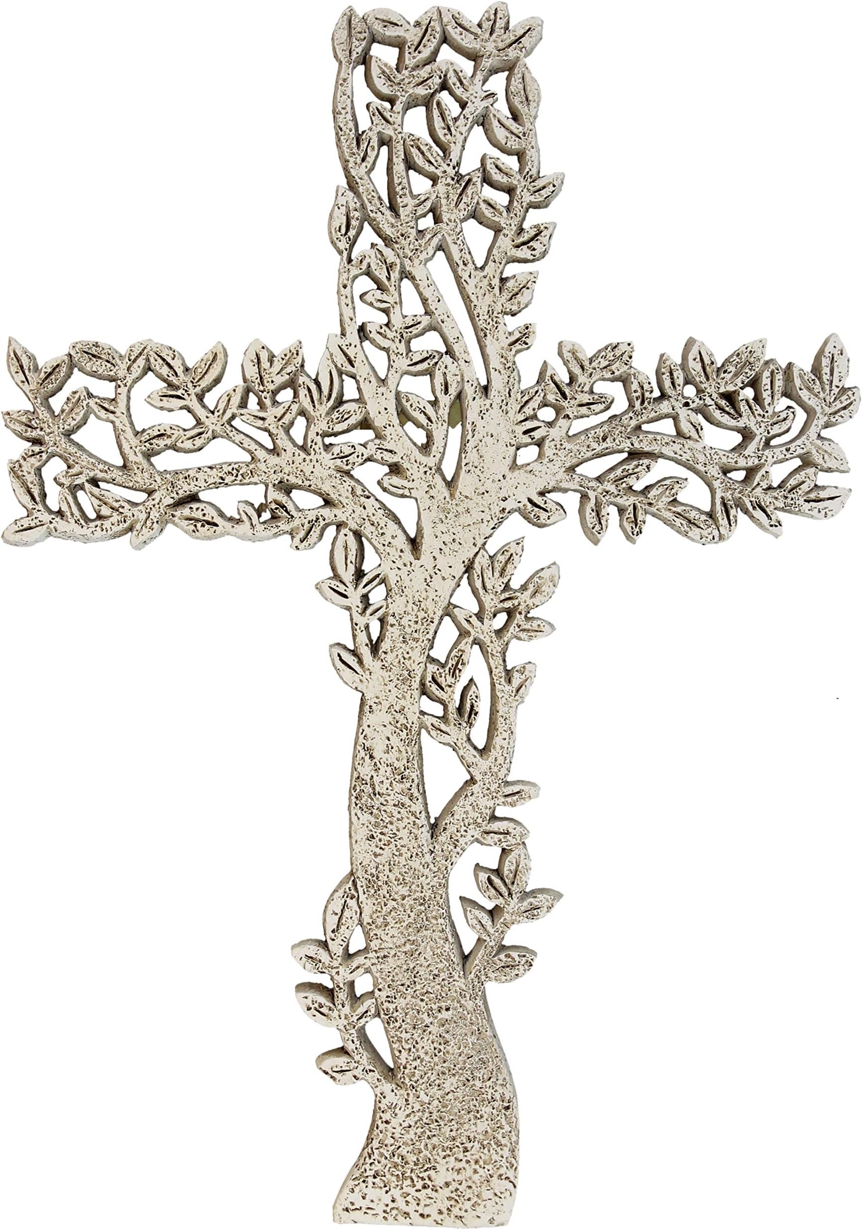 Deleon Collections Tree of Life Wall Cross - Rustic Stone Look Decorative Spiritual Art Sculpture