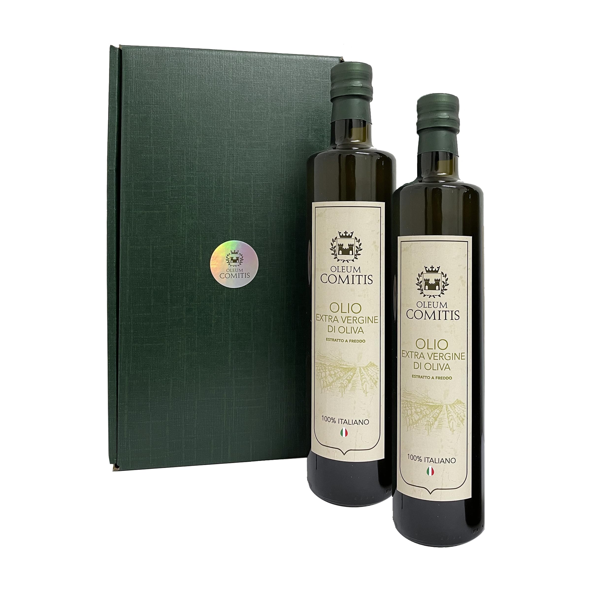 Oleum Comitis - Oliwa z oliwek Extra Virgin 100% włoska tłoczona na zimno - Pudełko prezentowe z 2 butelkami 750 ml