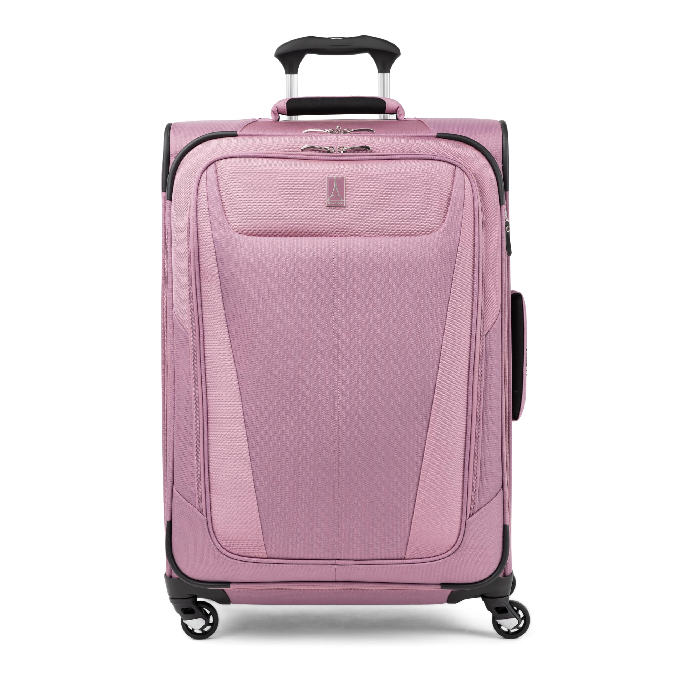 Travelpro Maxlite 5 Softside Expandable Checked Luggage with 4 Spinner Wheels, Lightweight Suitcase, Men and Women, Orchid Pink Purple, Checked Medium 25-Inch