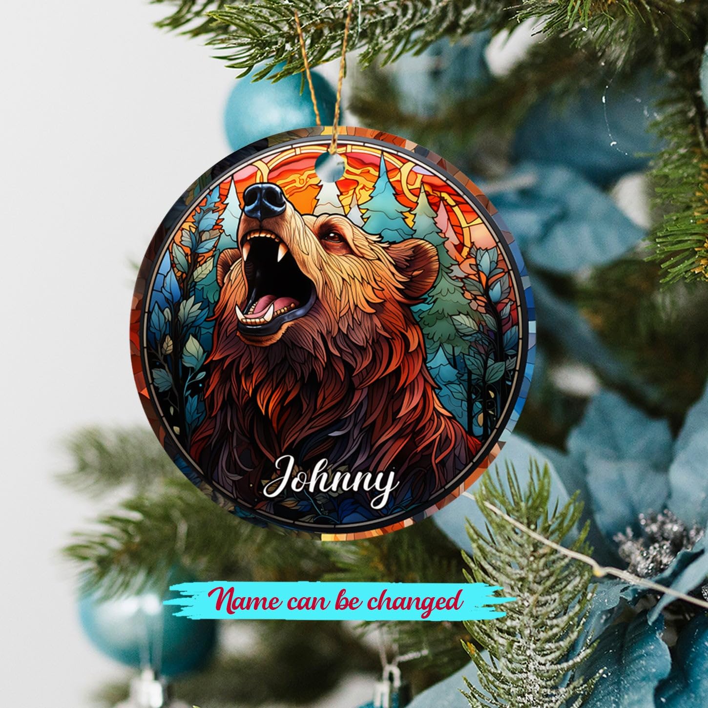 Bear Ornament Xmas 2025, Personalized Bear Ornament Gifts for Men Women Animal Lover, Customized Name Bear Lover Christmas Ornament, Awesome Bear Colorful Ornaments Hanging Keepsakes Christmas Tree