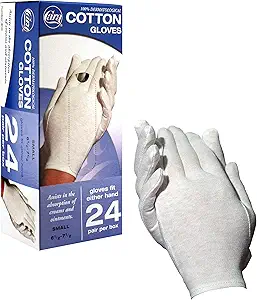 CARA Moisturizing Eczema Cotton Gloves, Small, 24 Pair
