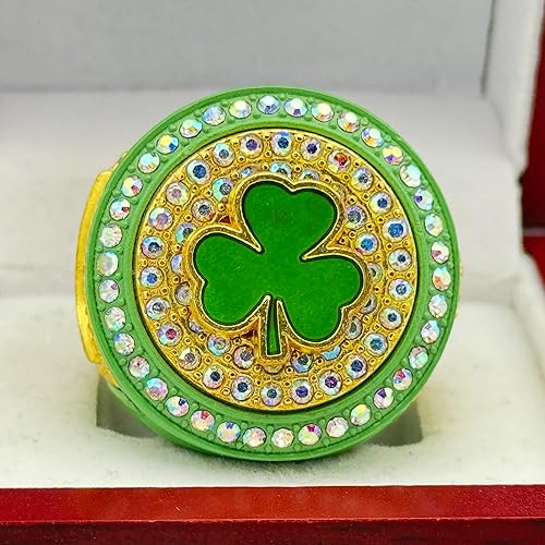 Miniatura 3 de Anillos deportivos de descuento Anillo de campeón de trébol de 5 estrellas - cuerpo verde, piedras prismáticaspremio del jugadorpremios del torneo