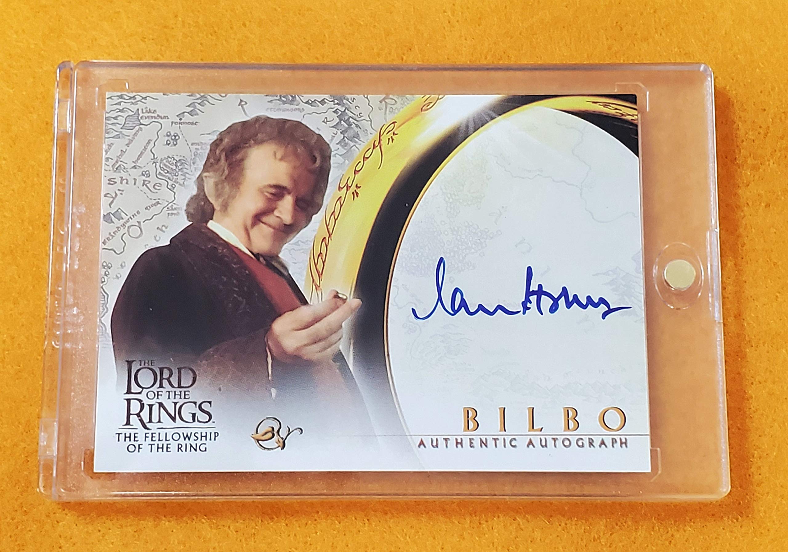 rare lord of the rings trading cards 2001 Topps Lord of the Rings Trading Cards The Fellowship of the Ring Sir  Ian Holm as Bilbo Baggins Autograph at Amazon's Entertainment Collectibles  Store