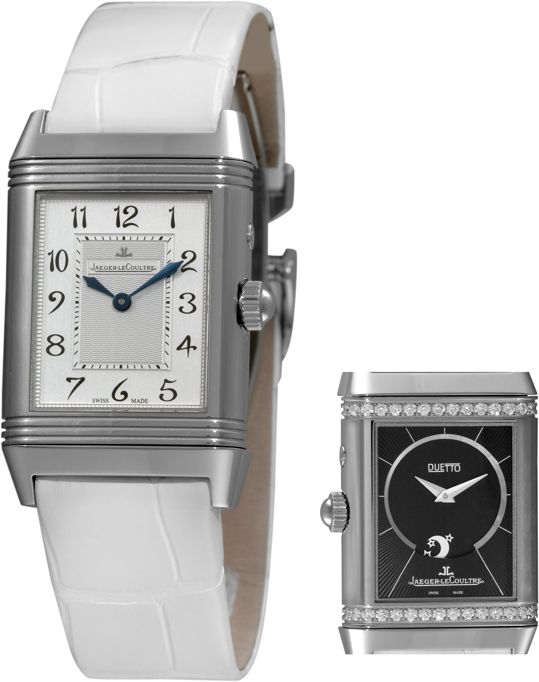 Jaeger-LeCoultre Ladies Reverso Duetto White Strap Diamond Watch 2698420