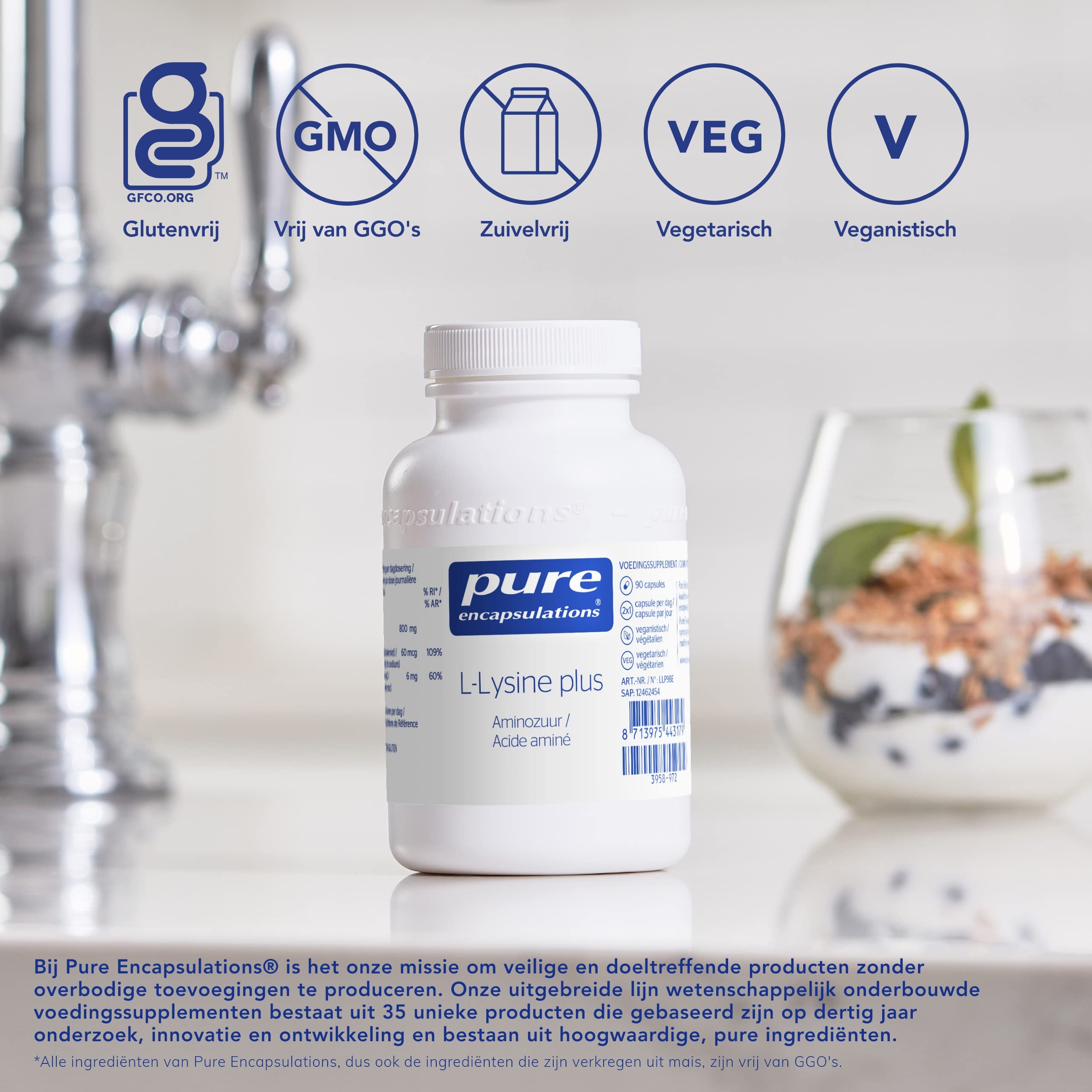 Pure Encapsulations - L-Lysine Plus 1500mg - Doelgerichte Voorziening bij Verhoogde Behoefte - 90 Capsules