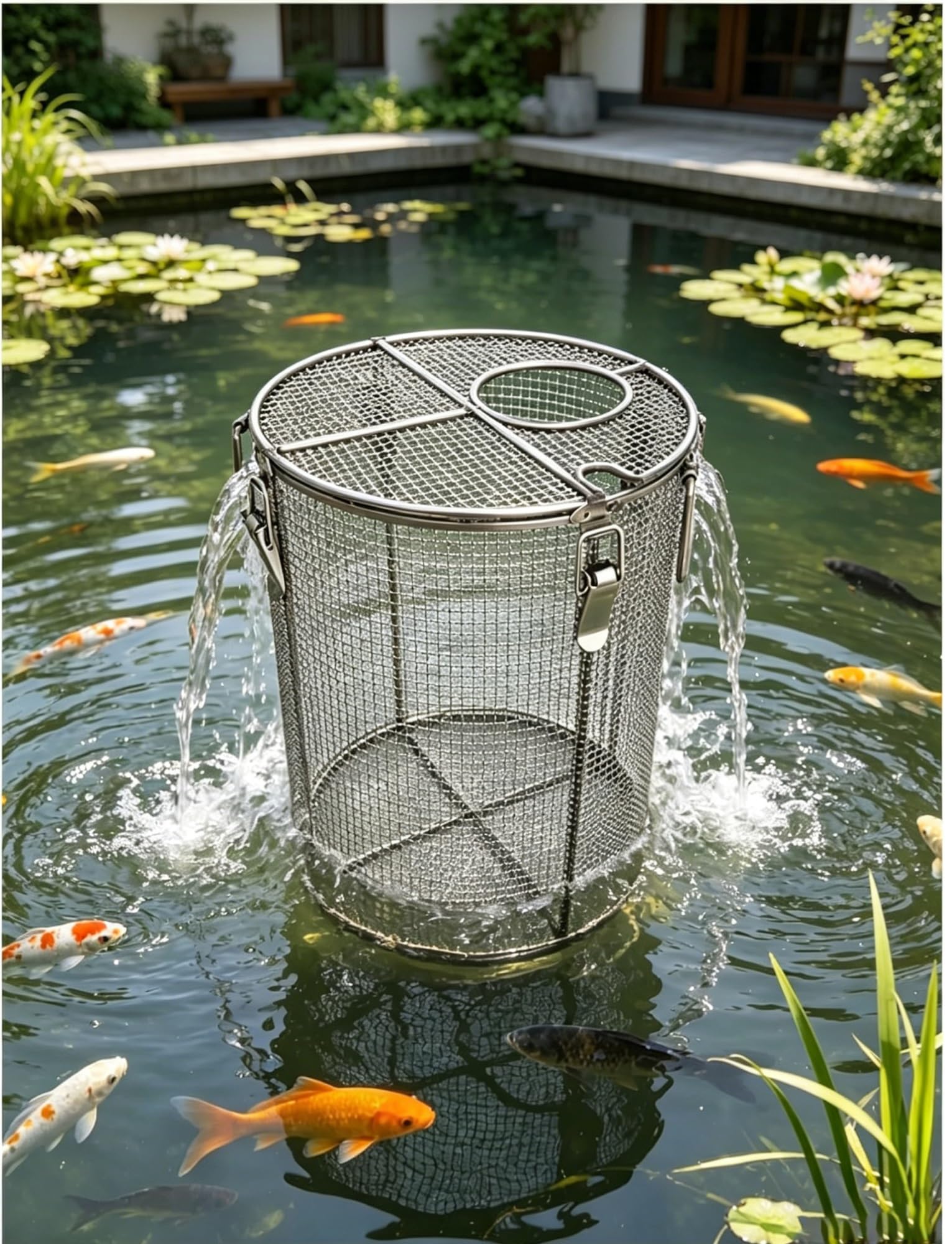Protector de bomba de acero inoxidable resistente, jaula de filtro de malla de 5 mm sin obstrucciones para bombas de sumidero, sumergible, estanque y pozo, protección duradera para sistemas de bomba