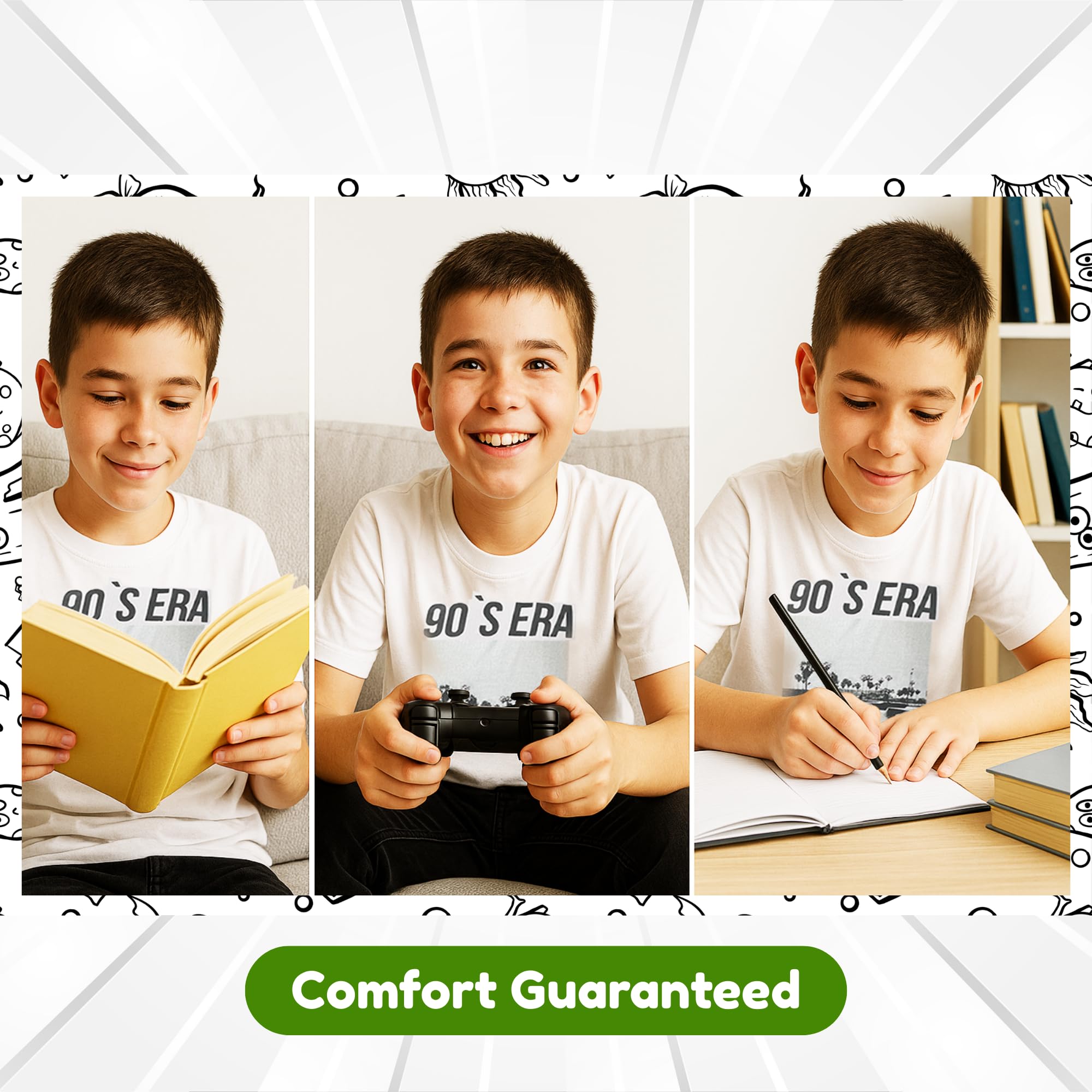 Confezione da 4 magliette stampate da ragazzo, leggere, 100% cotone, girocollo, a maniche corte, con grafica, confezione multipla, vestibilità regolare, elegante e divertente, per bambini
