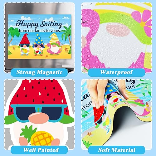 Miniatura 3 de 12 imanes grandes de verano para puerta de crucero en la playa, 6.89 x 9.8 pulgadas, gnomo, palmera, árbol magnético, puerta de crucero, decoración