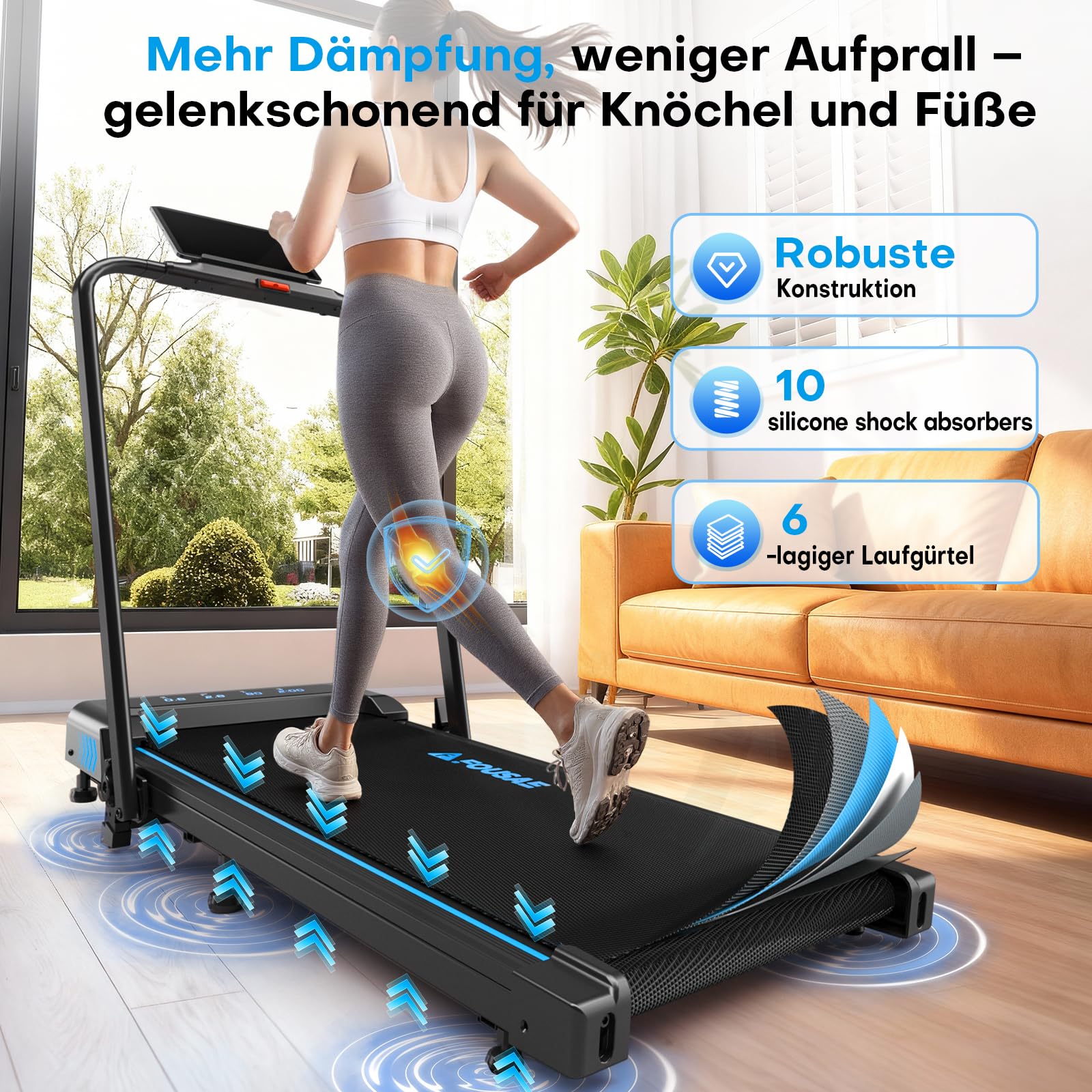 Laufband für Zuhause, 5 in 1 Walking Pad, 12km/h Klappbar Laufband mit 10% Steigung, 2.75HP bürstenlosem Motor Walking Machine mit LED-Anzeige, App-Kompatibilität, 12 Programmen, Doppeloperation